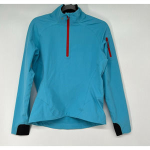 Stoic Athletic Jacket Womens Sz S Blue Quarter Zip Pullover Mock Neck Drawcord